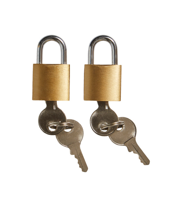 Hængelås m/to nøgler 25 mm børstet messing - 2-pk.